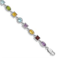 Sterling Silver-Multi-gemstone Bracelet