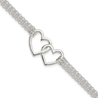 Sterling Silver- Polished Heart Bracelet