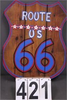 Route 66 Wood Sign 22" X 16.5"