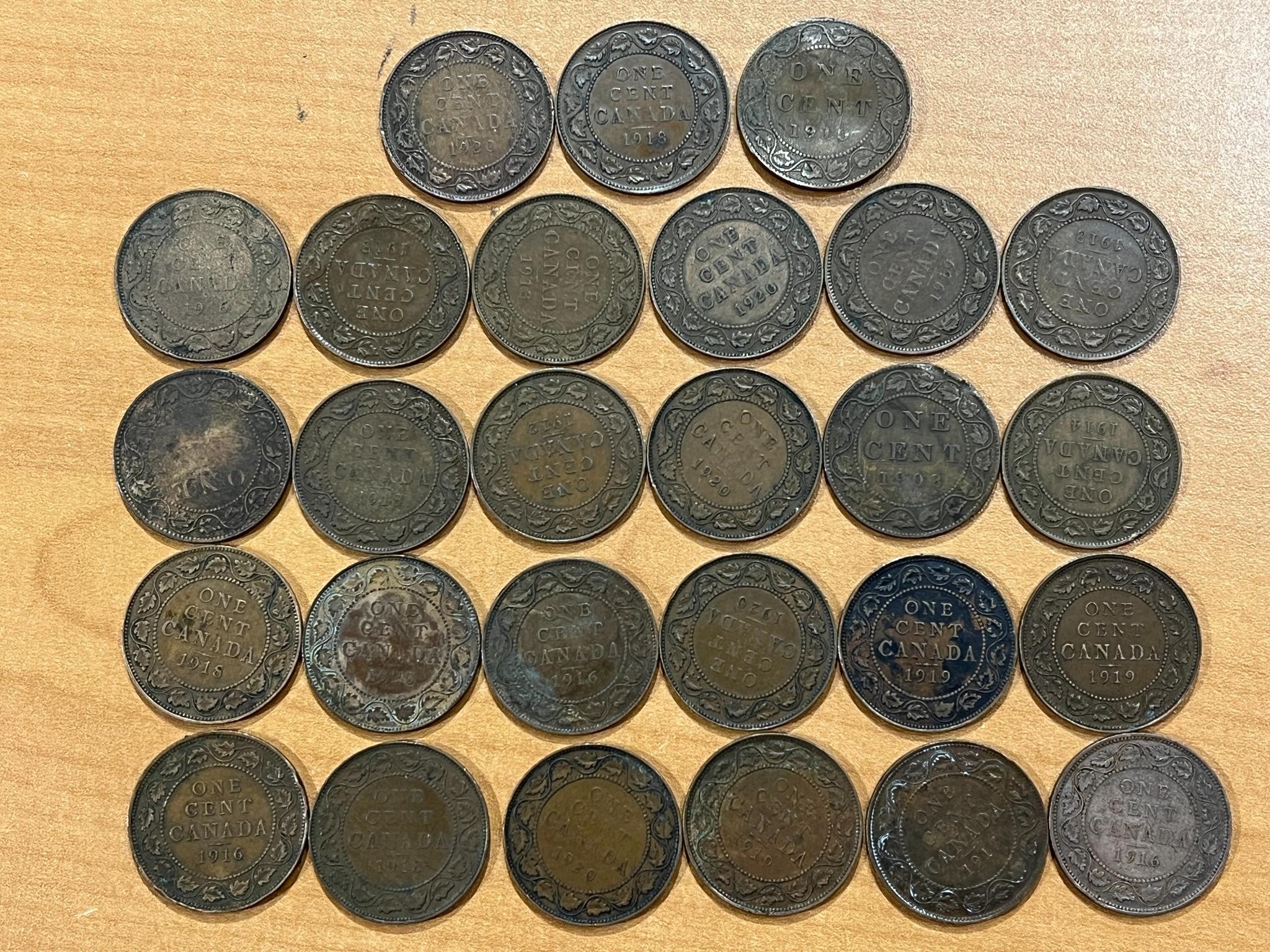 27- Cdn Large Cents 1920 and Earlier