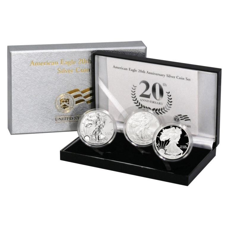 20th Anniversary American Silver Eagle 3 Coin Set | Interstate Auction