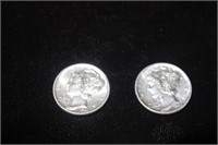 (2) Ch BU Mercury Dimes (1940's)