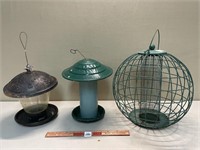 NICE PAIR OF BIRD FEEDERS AND CAGE FEEDER
