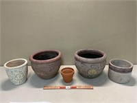 LOT OF CLAY POTTERY PLANTERS