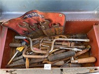 RUSTIC LOT OF VINTAGE HAND TOOLS AND TOOL BOX