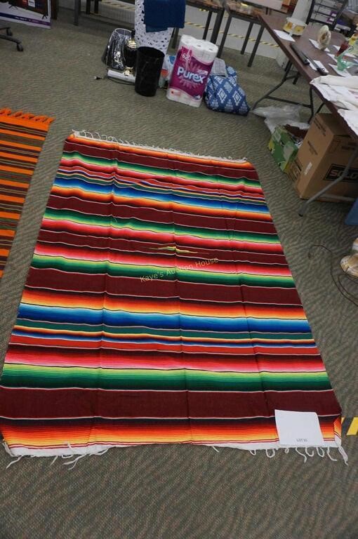 Mexican carpet/blanket, bright rainbow colors