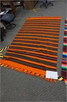 Mexican carpet/blanket, multicolor stripes on