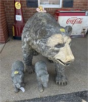 Metal Bear w/2 Cubs Statues,