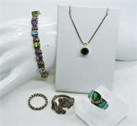 Sterling & Gemstone Set of 5