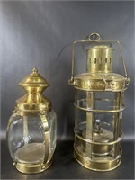 Antique Brass Octagonal Kerosene Lamp Hazel Atlas