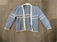 Vintage Baby Blue & White Striped Sweater