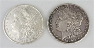 1888 & 1890 90% Silver Morgan Dollars.