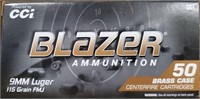 BLAZER 9mm LUGER 115 GR FMJ 50 RDS