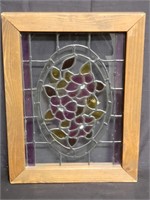 Vintage framed stained glass panel