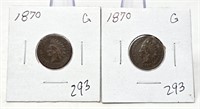 (2) 1870 Cents G