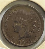 1891 Indian Head Penny XF