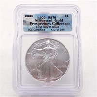 2005 Silver Eagle MS70 1st Day of Issue