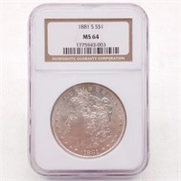 1881S MS64 Morgan Dollar UNC