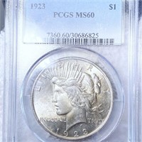 1923 Silver Peace Dollar PCGS - MS60