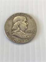 1954 S Franklin Silver Half Dollar