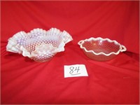 10" FAN TOP HOBNAIL BOWL, DOUBLE HANDLE DISH