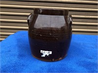 Geddens N.Y. Early brown glaze stoneware pot