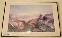 Framed "Big Horn Mountains" Poster by Thomas Moran