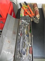 Tool Box with Tools, Box with Sandpaper, Clamps,