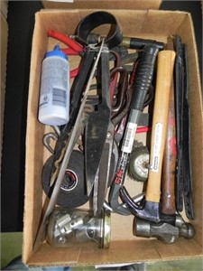 Box of Tools, Hammers,  Pry Bar, Etc.
