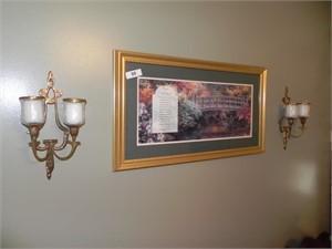 Picture and 2 Wall Sconces