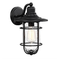 UEMIS Large Outdoor Wall Sconce, Matte Black Finis