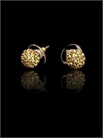 18k Gold Yellow Diamond Ball Stud Earrings