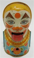 Vintage 1950’s J.Chein Scary Tin Clown Bank