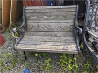 Cast Bench with wooden back rest & Seat
