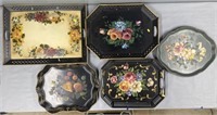 Toleware Painted Tin Trays Lot