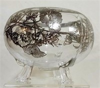 Crystal Glass Footed Bowl w/ overlay