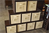 3 Wood Cube Storage Bookshelves w/Cloth Totes