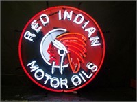 RED INDIAN MOTOR OILS TWO COLOUR NEON
