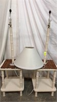 2 Floor Lamp Side Tables w/ Shades Q9A