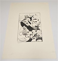 CUBIST MODERN BLACK & WHITE LITHO PICASSO STYLE