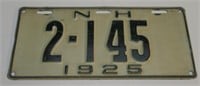 1925' NEW HAMP. LICENSE PLATE. 6" BY 13-1/4".