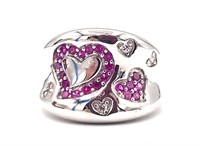 Sterling Silver Ruby Heart Ring