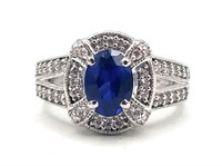 Sterling Silver 1.50ct Blue Sapphire Ring