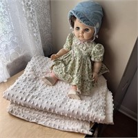 Vintage Baby Doll and Blanket