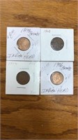 4 Indian head pennies. 1898, 1902, 1904, 1906