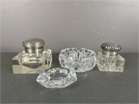 Crystal Ashtrays and Glass Inkwells