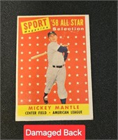Mikey Mantle '58 Sport Magazine All Star Card READ