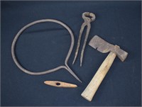 4 Hammered Iron Ship Building Tools