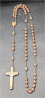 Vintage Rosary Wooden Cross & Beads