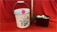 PAIL WITH LID - ENAMEL CONTAINER WITH